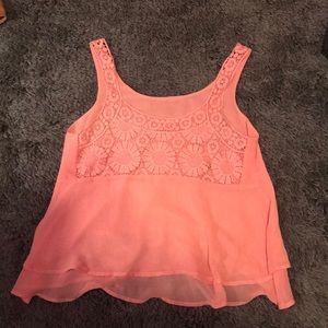 Peach sheer layered top
